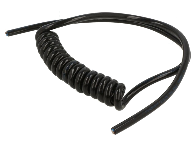 Leiding: spiraalvormig; 2x0,75mm2; niet-afgeschermd; PUR; zwart