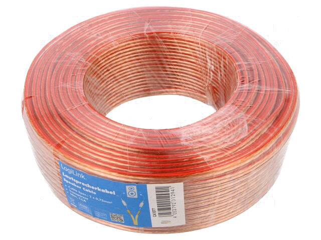 Leiding: voor luidsprekers; koord; CCA; transparant; PVC; 0÷65°C