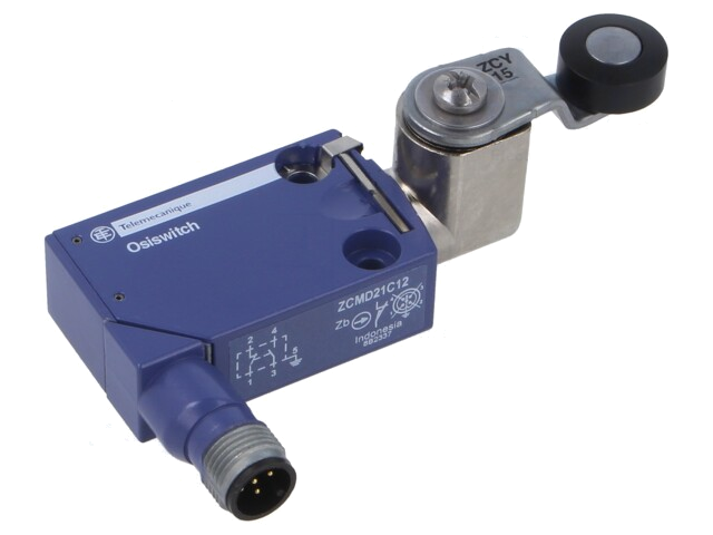 Eindschakelaar; hefboom R 34,4mm, kunststof rol Ø16mm; NO + NC