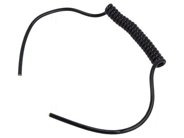 Leiding: spiraalvormig; 5x0,15mm2; niet-afgeschermd; PUR; zwart