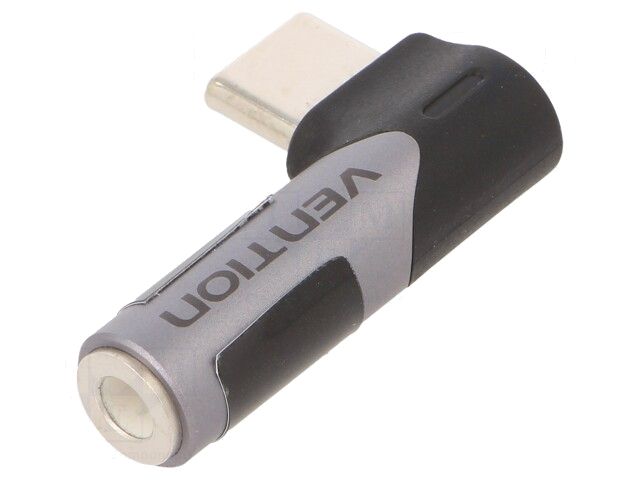 Adapter; Jack 3,5mm aansluiting,Haakse USB C-stekker; grijs