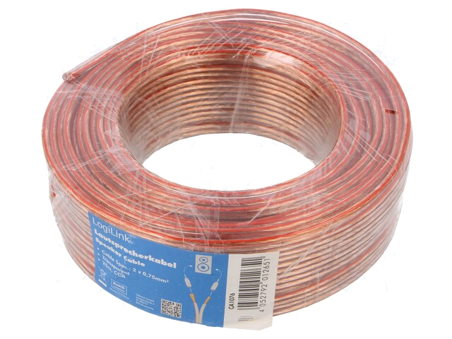 Leiding: voor luidsprekers; koord; CCA; transparant; PVC; 0÷65°C