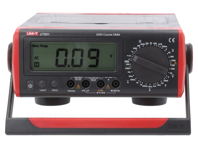 Tafelmultimeter; LCD; VDC: 200mV,2V,20V,200V,1kV; 20nF,2uF,200uF