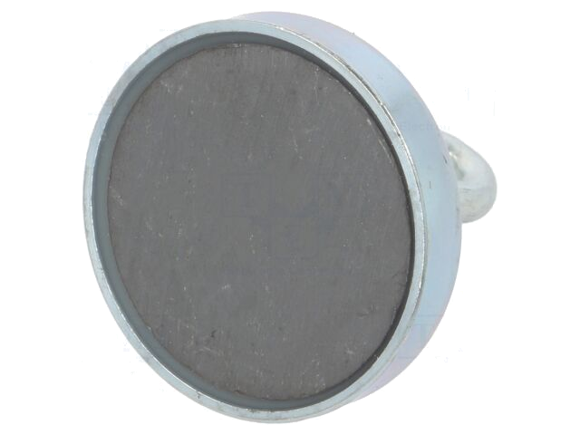 Magneet: vast; hard ferriet; 80N; 32mm; met oog