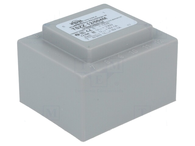 Transformator: ingegoten; 12VA; 230VAC; 6V; 6V; 1A; 1A; PCB; IP00