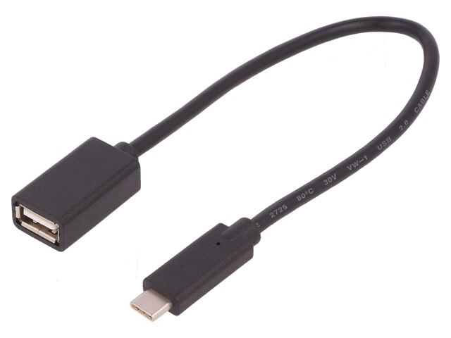 Kabel; USB 2.0; USB-A aansluiting,USB-C-stekker; 0,25m