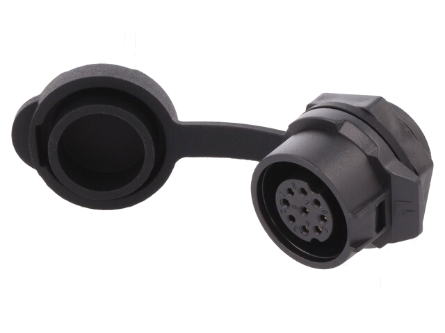 Connector: rond; contact; maat 16; 02; vrouwelijk; PIN: 9; verguld