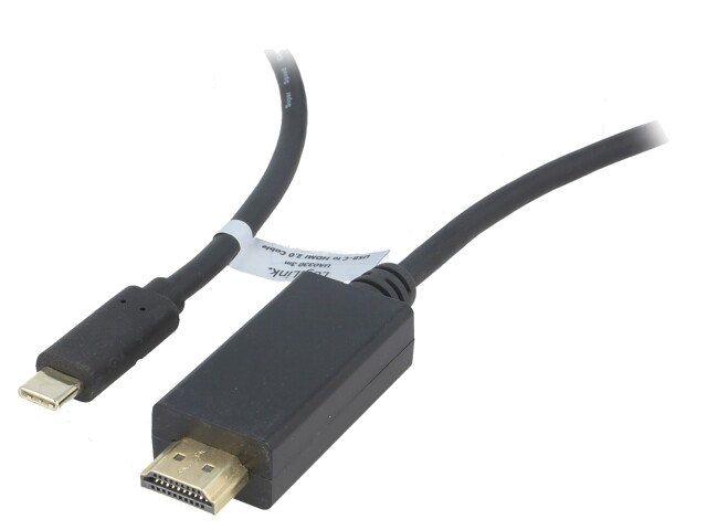 Adapter; HDMI-stekker,USB-C-stekker; 3m; zwart; 32AWG; zwart