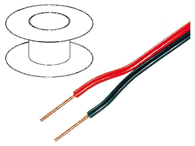 Leiding: voor luidsprekers; 2x4mm2; koord; OFC; zwartrood; PVC