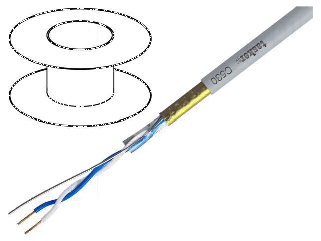 Leiding; 1x2x22AWG; LonWorks,voor buiten; draad; Cu; LSZH; grijs