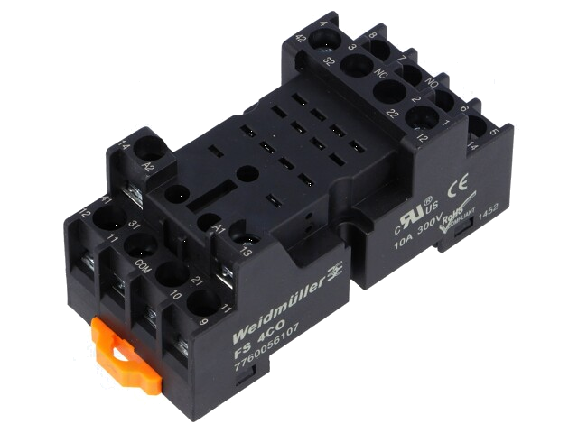 Socket; PIN: 14; 10A; 300VAC; H: 30mm; W: 30,8mm; op DIN-rail