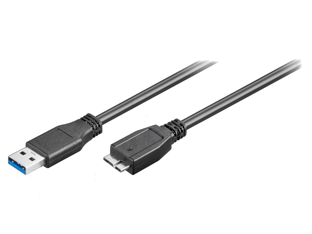 Kabel; USB 3.0; USB-A-stekker,USB B-microstekker; 3m; zwart