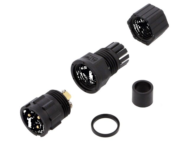 Connector: rond; stekker; maat D; mannelijk; PIN: 3; verguld; 20A