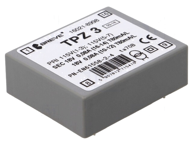 Transformator: netwerk; 3VA; 115VAC,230VAC; 18V; 18V; PCB; IP00
