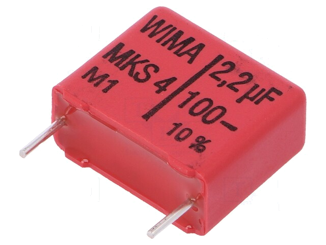 Condensator: polyester; 2,2uF; 63VAC; 100VDC; 15mm; ±10%; 8x15x18mm