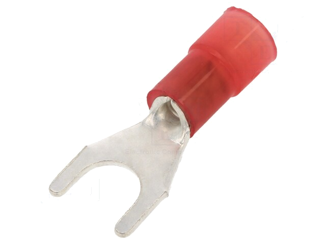 Uiteinde: vork; M5; Ø: 5,2mm; 0,25÷1,5mm2; klemmen; voor draad; rood