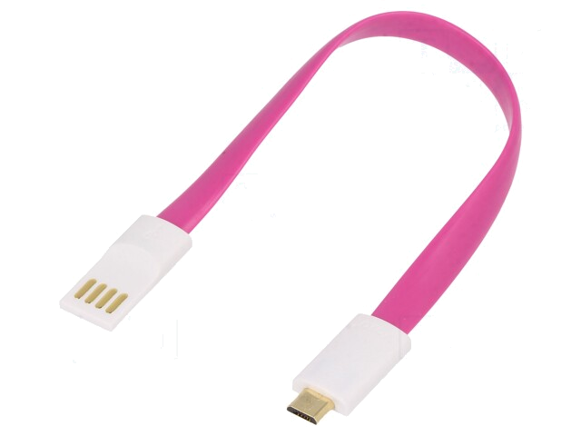 Kabel; USB 2.0; USB-A-stekker,USB B-microstekker; verguld; 220mm