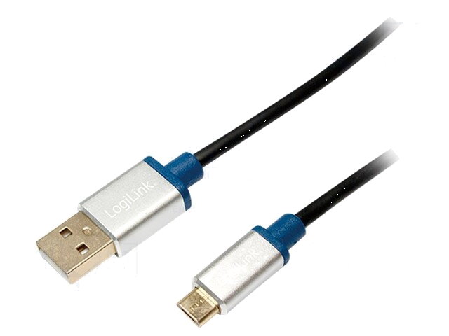 Kabel; USB 2.0; USB-A-stekker,USB B-microstekker; 1m; zwart
