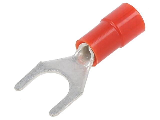 Uiteinde: vork; M6; Ø: 6,2mm; 0,25÷1,5mm2; klemmen; voor draad; rood