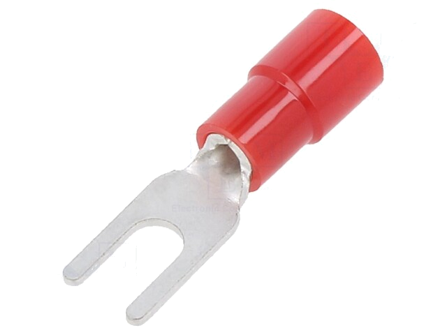 Uiteinde: vork; M3; Ø: 3,2mm; 0,3÷1,65mm2; klemmen; voor draad; rood