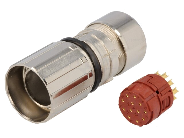 Connector: M23; stekker; PIN: 12; vrouwelijk; solderen; voor draad