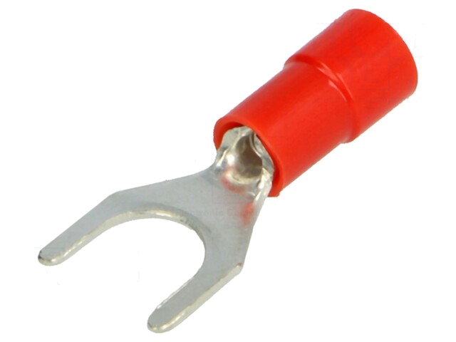 Uiteinde: vork; M6; Ø: 6,2mm; 0,25÷1,5mm2; klemmen; voor draad; rood