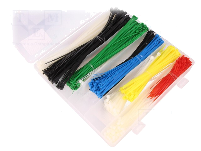Kabelbinderset; polyamide; 600st; UL94V-2; Set: afsnijder
