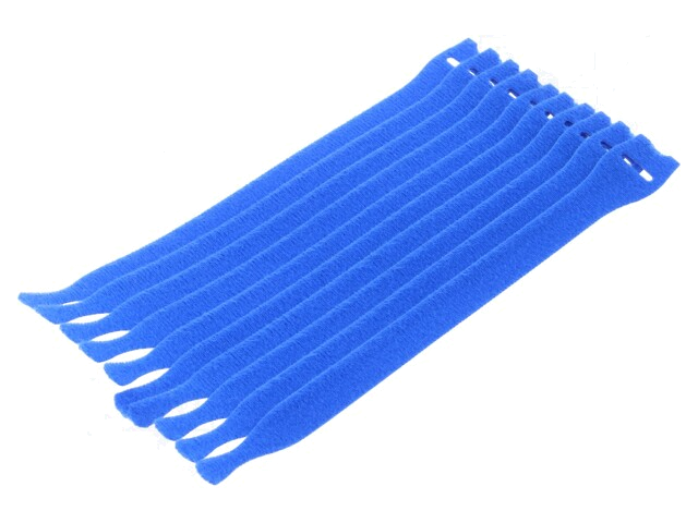Klittenband kabelbinder; L: 200mm; W: 12,5mm; blauw; 10st; -40÷85°C