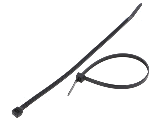 Kabelbinder; L: 200mm; W: 4,8mm; polyamide; 222N; zwart; Ømax: 50mm