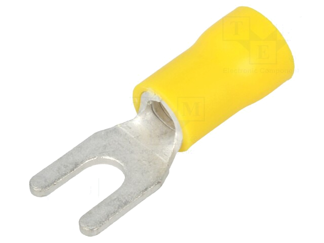 Uiteinde: vork; M4; Ø: 4,3mm; 4÷6mm2; klemmen; voor draad; geel