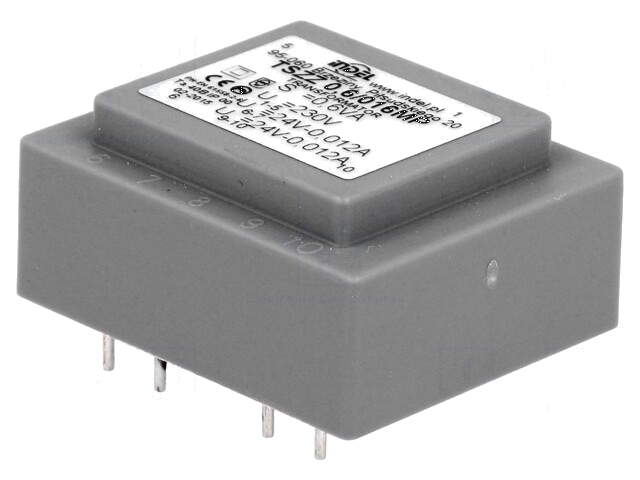 Transformator: ingegoten; 0,6VA; 230VAC; 24V; 24V; 12mA; 12mA; PCB