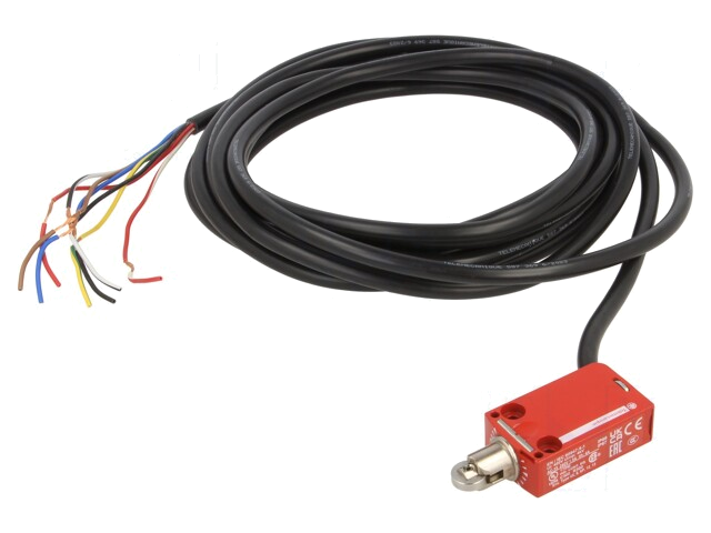 Eindschakelaar; metalen rol Ø11,6mm; NC x2 + NO; 1,5A; kabel 5m