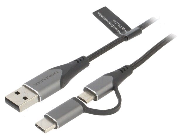 Kabel; USB 2.0; USB-A-stekker,USB B-microstekker,USB-C-stekker