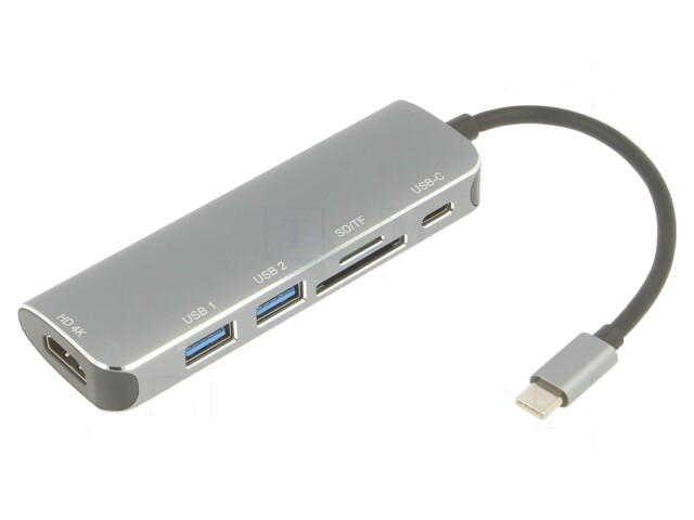 Adapter; OTG,USB 3.0; vernikkeld; 0,15m; zwart; 5Gbps; zilver; PVC