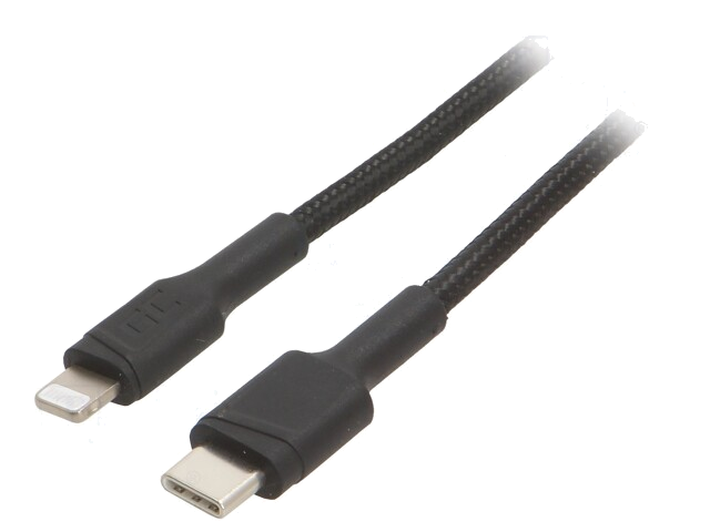 Kabel; USB 2.0; Apple Lightning-stekker,USB-C-stekker; 1m; zwart