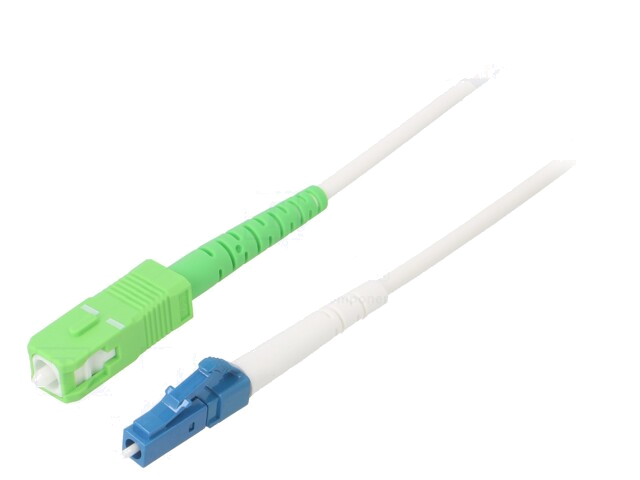 Glasvezel patchkabel; OS2; LC/UPC,SC/APC; 15m; LSZH; wit