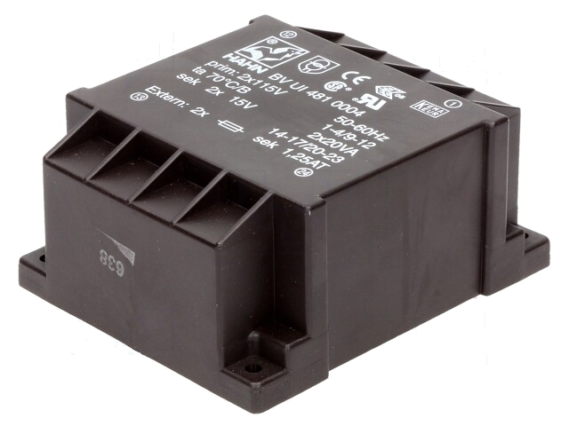 Transformator: ingegoten; 40VA; 115VACx2; 15V; 15V; 1333mA; 1333mA
