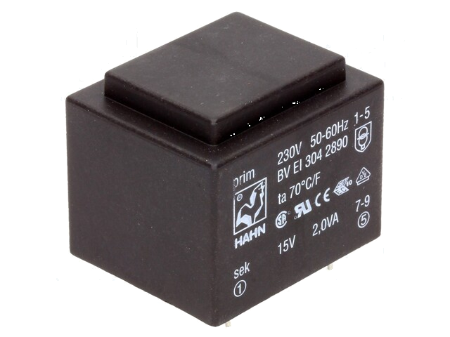 Transformator: ingegoten; 2VA; 230VAC; 15V; 133mA; PCB; BVEI