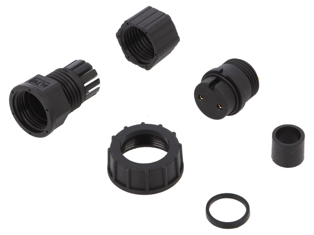 Connector: rond; stekker; maat D; vrouwelijk; PIN: 2; verguld; 20A