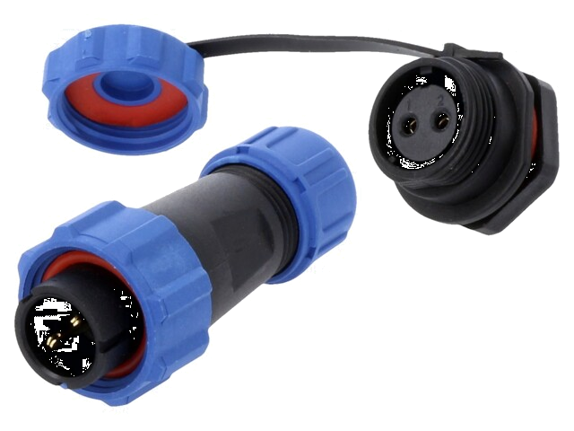 Connector: rond; mannelijk + vrouwelijk; PIN: 2; 5A; IP67; 500V