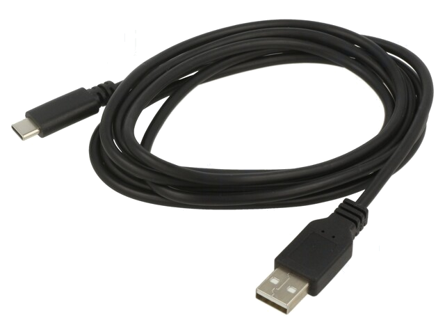 Kabel; USB 2.0; USB-A-stekker,USB-C-stekker; 0,5m; zwart; Ader: Cu