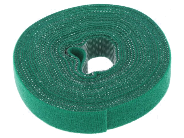 Klittenband kabelbinder; L: 4m; W: 16mm; groen; rol