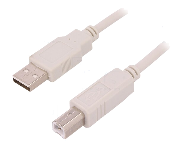 Kabel; USB 2.0; USB-A-stekker,USB-B-stekker; 3m; wit