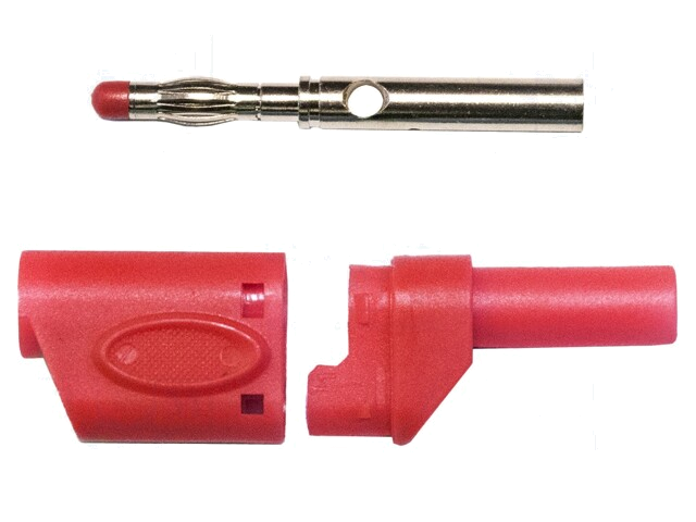 Stekker; banaanstekker 4mm; 40A; 1kVAC; rood; gesoldeerd