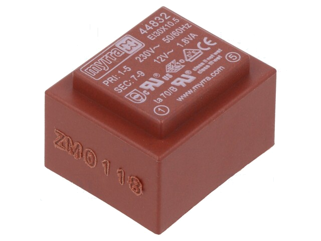 Transformator: ingegoten; 1,8VA; 230VAC; 12V; 150mA; PCB