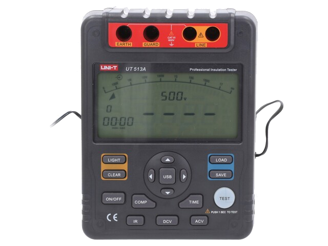 Meter: isolatieweerstand; LCD; (9999); Staafdiagram: 30segm.