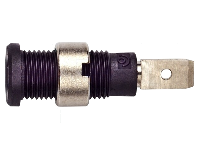 Contact; banaanstekker 2mm; 10A; 600V; 29mm; zwart; op paneel