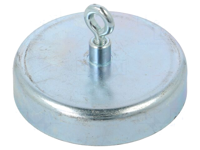 Magneet: vast; hard ferriet; 350N; 63mm; met oog