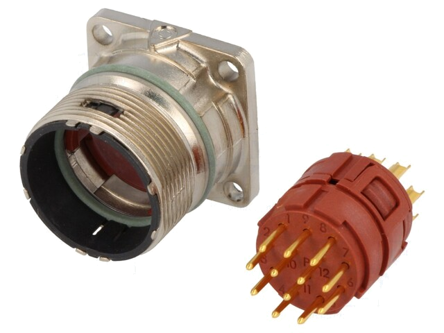 Connector: M23; contact; PIN: 12; mannelijk; solderen; recht; 7A