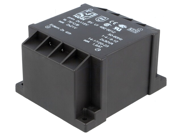Transformator: ingegoten; 60VA; 115VACx2; 21V; 21V; 1428mA; 1428mA